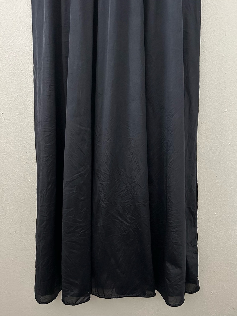 Vintage Shadowline Long Nightgown Lace Bodice Empire Nylon Intimate Size M Black - Picture 3 of 9